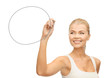 woman drawing round shape