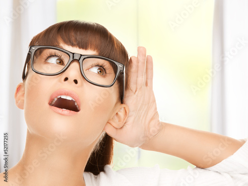 Photo: happy woman listening gossip happy woman listening gossip