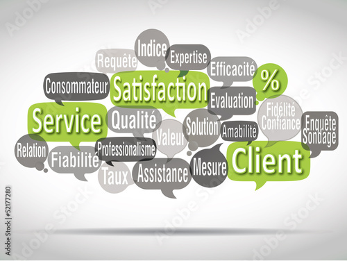 Illustration: nuage de mots bulles vertes anis : satisfaction client nuage de mots bulles vertes anis : satisfaction client