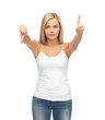 woman with thumbs up and down
