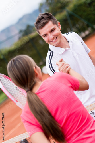 Photo: Tennis handshake Tennis handshake
