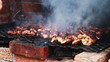 Steaks on barbecue grill
