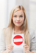 woman with no entry sign