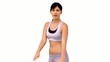 Fit woman striking a karate pose on white background