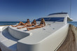 Italy, Tyrrhenian sea, 82' luxury yacht, bow sundeck