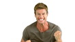 Video: Attractive man gesturing and showing his happiness Attractive man gesturing and showing his happiness