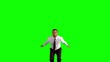 Businessman jumping up and doing the splits