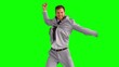 Happy businessman cheering and jumping