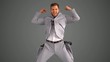 Succesful businessman jumping