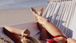 Video: Cute woman in red bikini in a hammock Cute woman in red bikini in a hammock