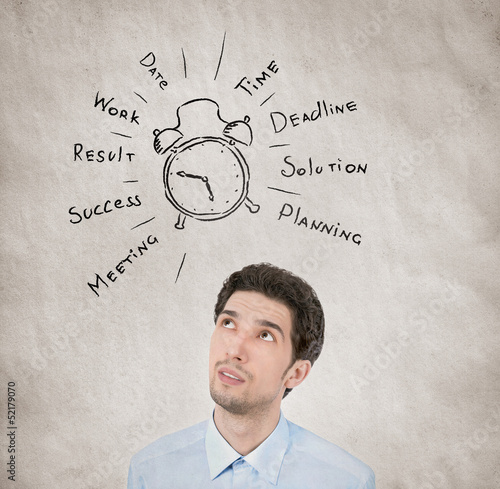Photo: Business day planning concept Business day planning concept