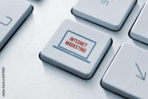 Photo: Internet marketing button concept Internet marketing button concept