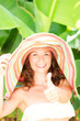 Happy woman showing thumb up