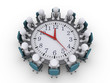 Meeting of businessmen around a clock-table