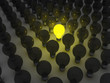 Illustration: Unique light bulb amongst others Unique light bulb amongst others