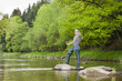 Photo: woman fishing in Sazava river, Czech Republic woman fishing in Sazava river, Czech Republic