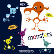 monsters cute funny aliens characters vector