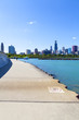 bicycle path with downtown chicago in background