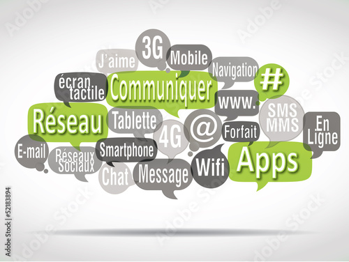 Illustration: nuage de mots bulles vertes anis : communiquer nuage de mots bulles vertes anis : communiquer