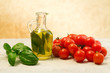 oil, basil and tomato