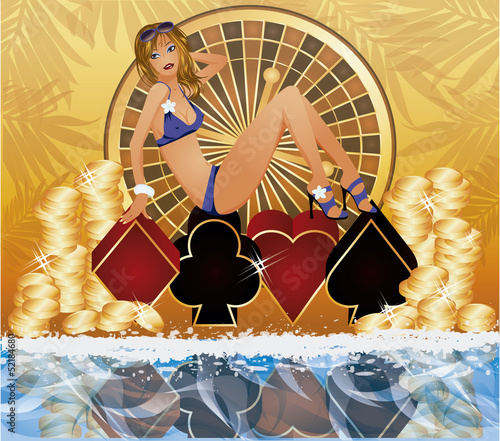 Vector: Summer poker time background vector illustration Summer poker time background vector illustration