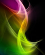 Abstract light color waves on black background