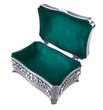 Antique silver chest  with green velvet inner side