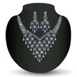 of necklace with shiny jewels and earrings