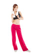 sporty young woman holding water bottle