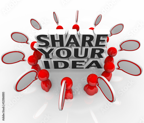Illustration: Share Your Idea Creative People Discussing Solution Problem Share Your Idea Creative People Discussing Solution Problem