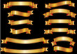 Set of golden vector ribbons or banners for your text