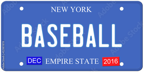 Photo: Baseball New York License Plate Baseball New York License Plate