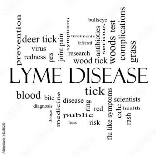 Photo: Lyme Disease Word Cloud Concept in black and white Lyme Disease Word Cloud Concept in black and white