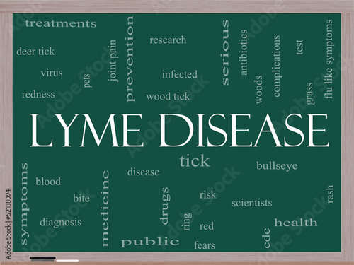 Illustration: Lyme Disease Word Cloud Concept on a Blackboard Lyme Disease Word Cloud Concept on a Blackboard