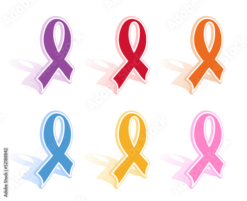 Vector: Vector illustration of a set of of awareness ribbons. Vector illustration of a set of of awareness ribbons.