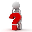 3D Man with red question mark over white background