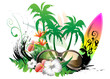 Surfboard With Palm Trees And ...