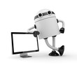 Robot leaning on monitor
