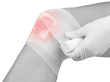 Cotton bandage over a wound on knee.