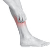 Women scratch itchy leg with hand.