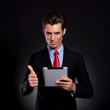 business man with pad shows ok