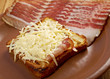 Cheese toast with piece  bacon