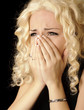 Detaily fotografie Sad and shocked young woman