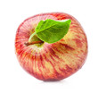 Red apple with leaves isolated on white