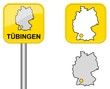Tübingen - Ortsschild, Button und Deutschlandkarte