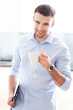 Man drinking coffee