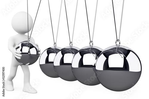 Illustration: 3D white people. Newton's Cradle 3D white people. Newton's Cradle