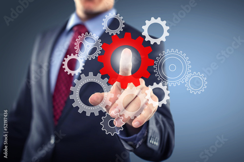 Illustration: Businessman with cogwheels Businessman with cogwheels