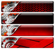 Four Industrial Red and Metal Headers