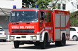 fire truck arrives in speed to put out the fire in the city